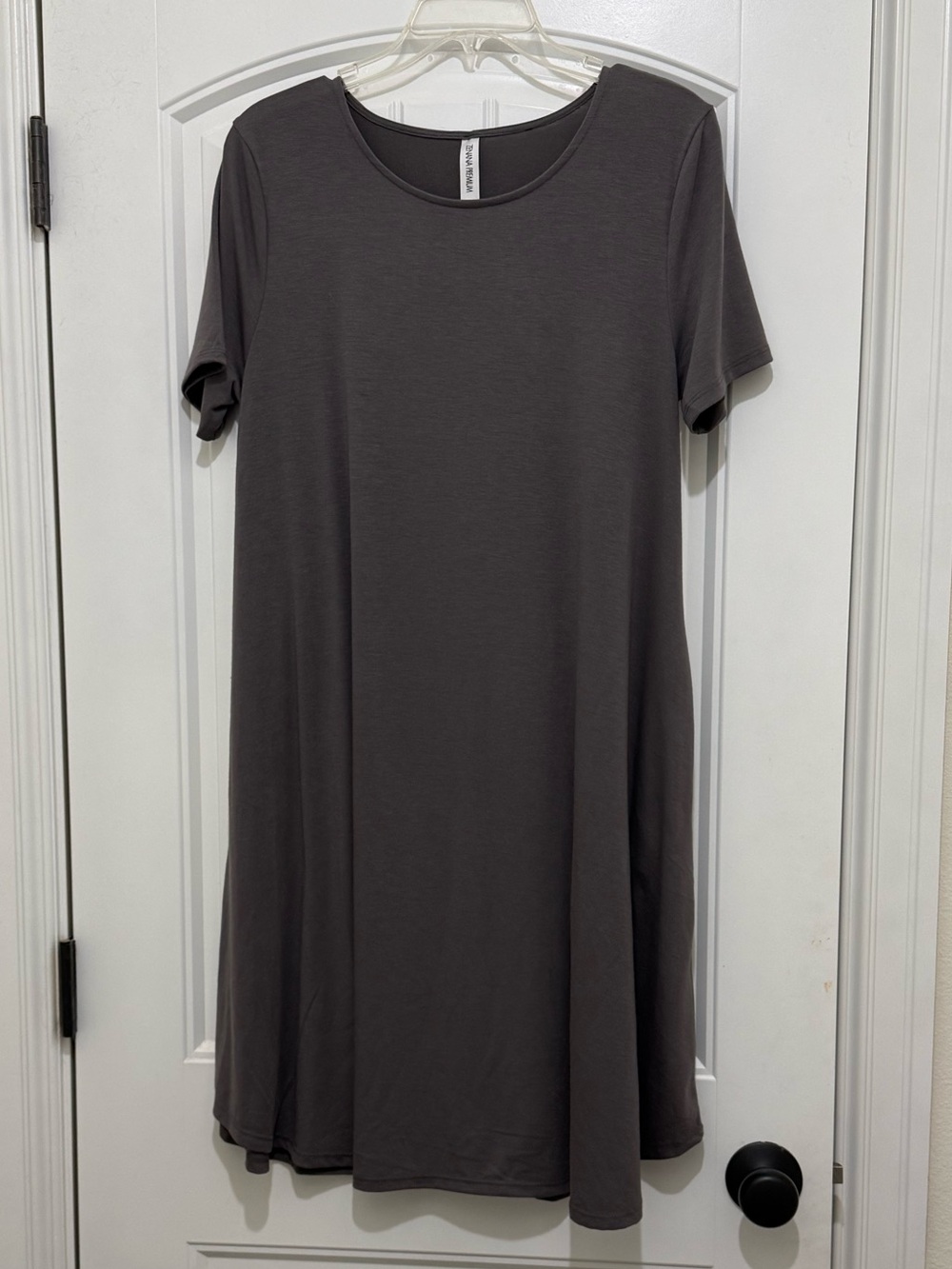 Zenana Gray Short Sleeve Knit Swing Dress - Womens Large